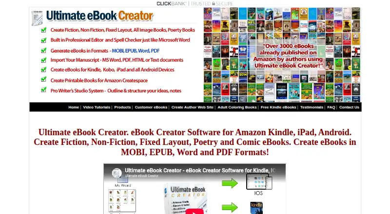 The Ultimate eBook Creator homepage