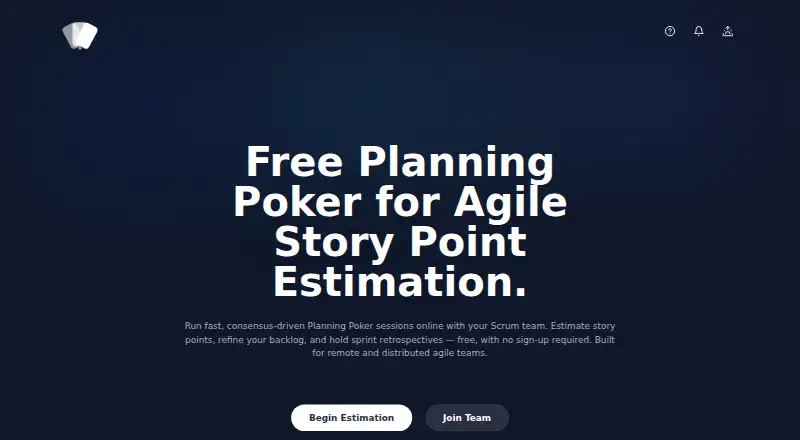 The UltimatePlanningPoker homepage