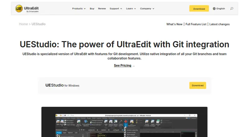 The UEStudio homepage