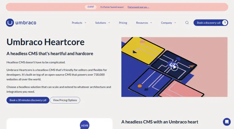 The Umbraco Heartcore homepage
