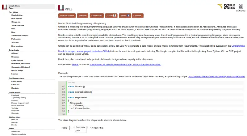The Umple homepage