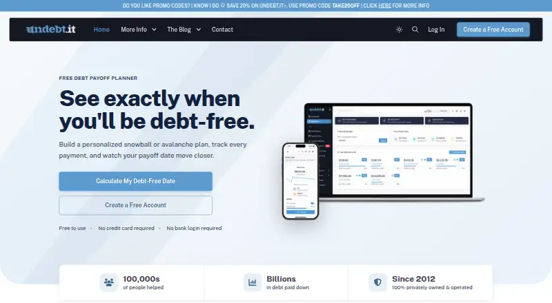 The Undebt.it homepage