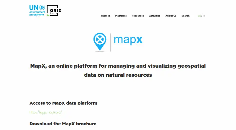 The MapX homepage
