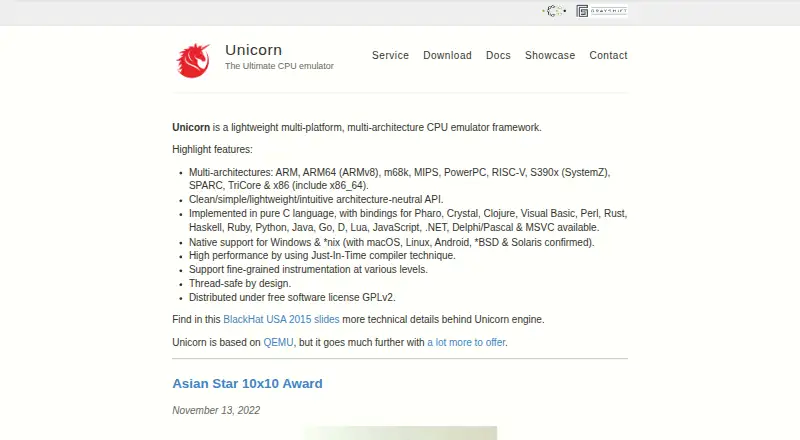The Unicorn Engine homepage