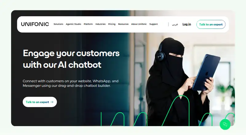 The Unifonic Chatbot homepage