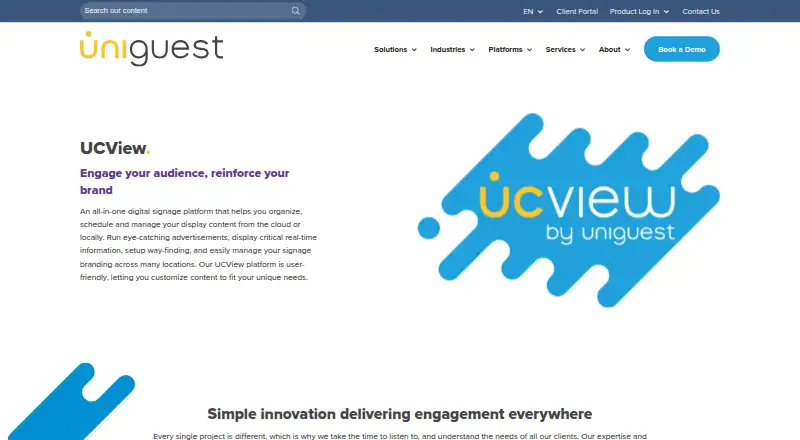 The UCView homepage
