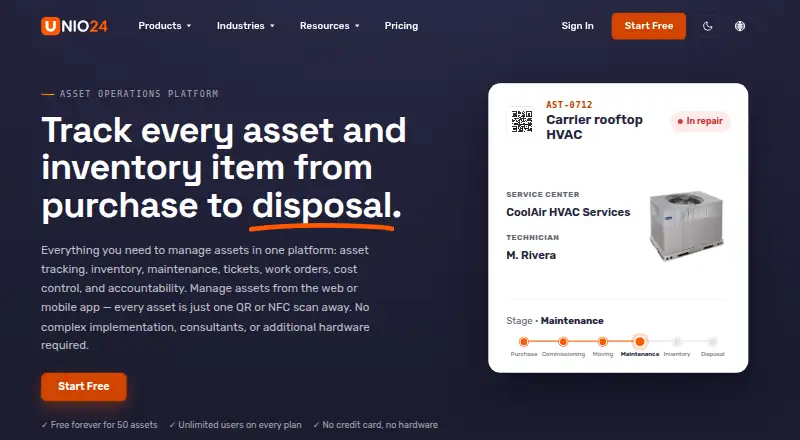 The UNIO24 homepage