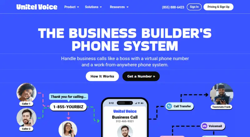 The Unitel Voice homepage