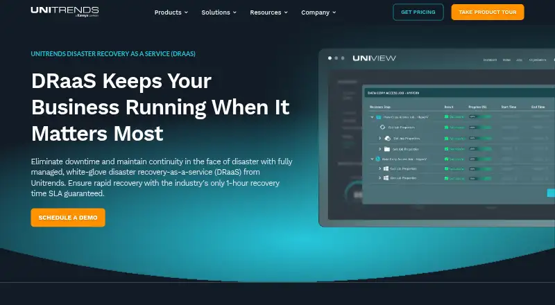 The Unitrends Disaster Recovery as a Service homepage