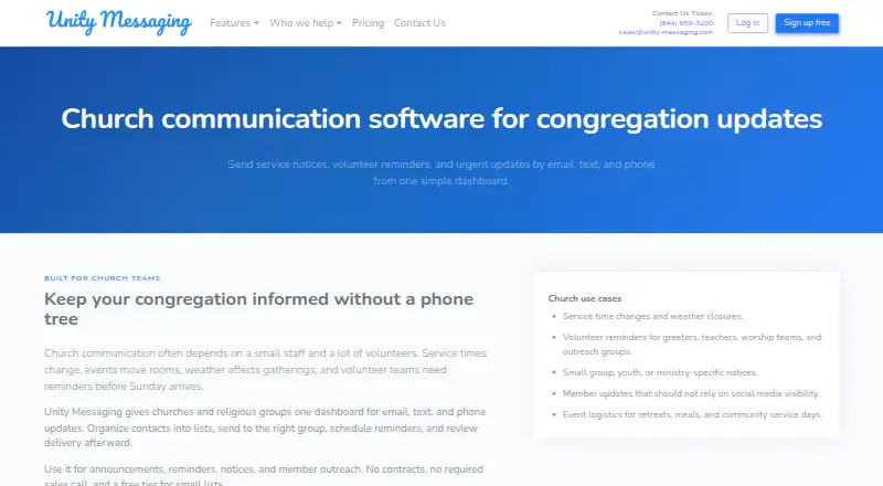 The Unity Messaging homepage
