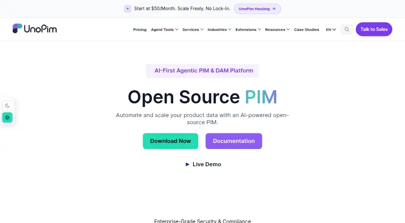 The UnoPim homepage