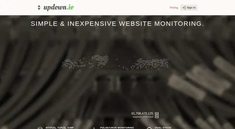The updown.io homepage