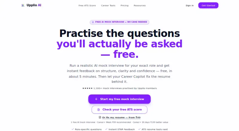 The Upplio AI homepage