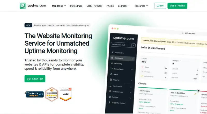 The Uptime.com homepage