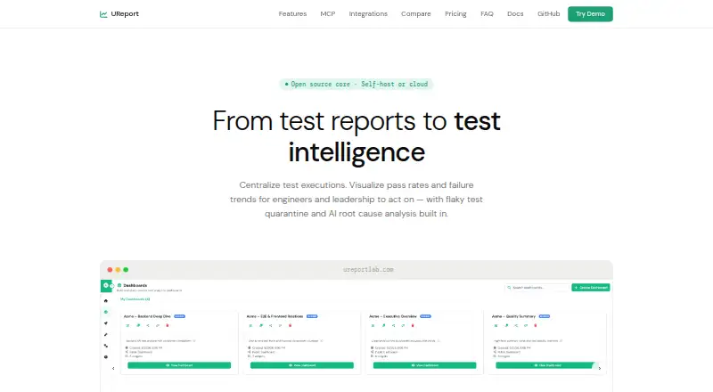 The UReport homepage