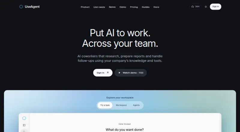 The UseAgent homepage