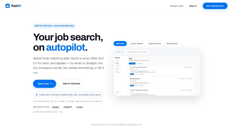 The Applai homepage