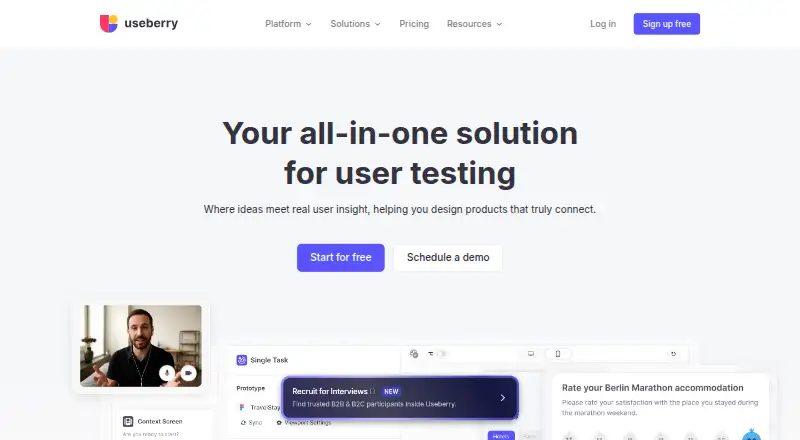 The Useberry homepage