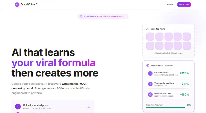 The BrandVoice AI homepage