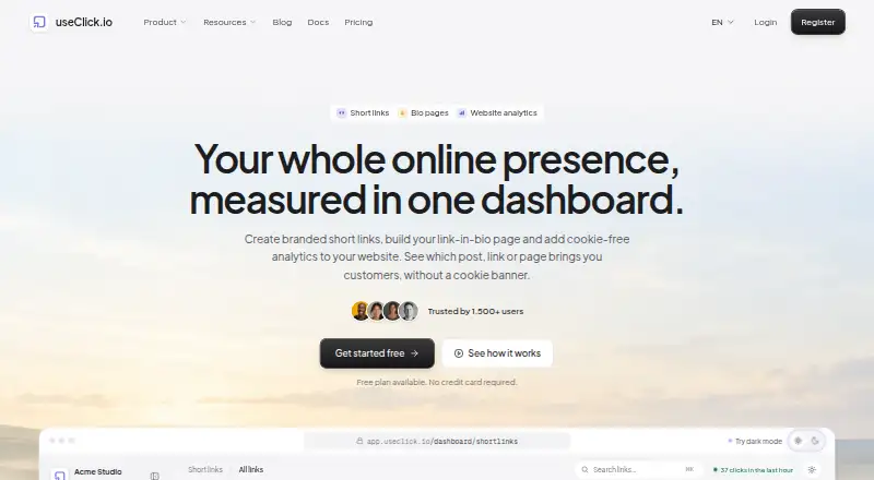 The UseClick homepage