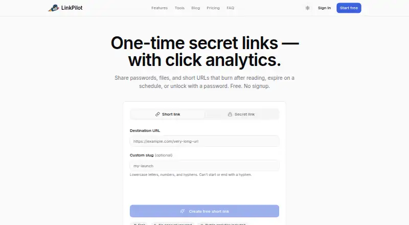 The LinkPilot homepage
