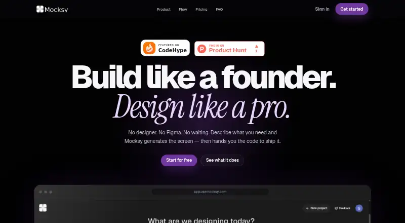 The Mocksy homepage
