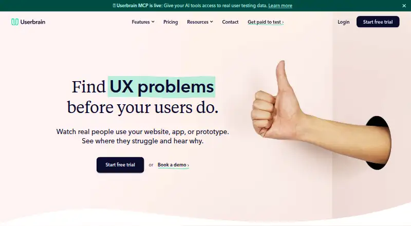 The Userbrain homepage