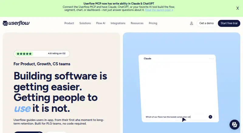 The Userflow homepage