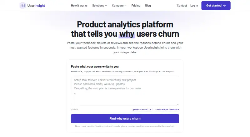 The UserInsight homepage