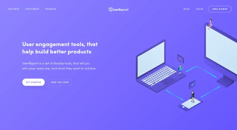 The UserReport homepage