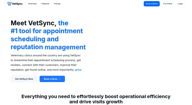 The VetSync homepage