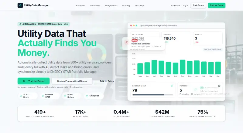 The UtilityDataManager homepage