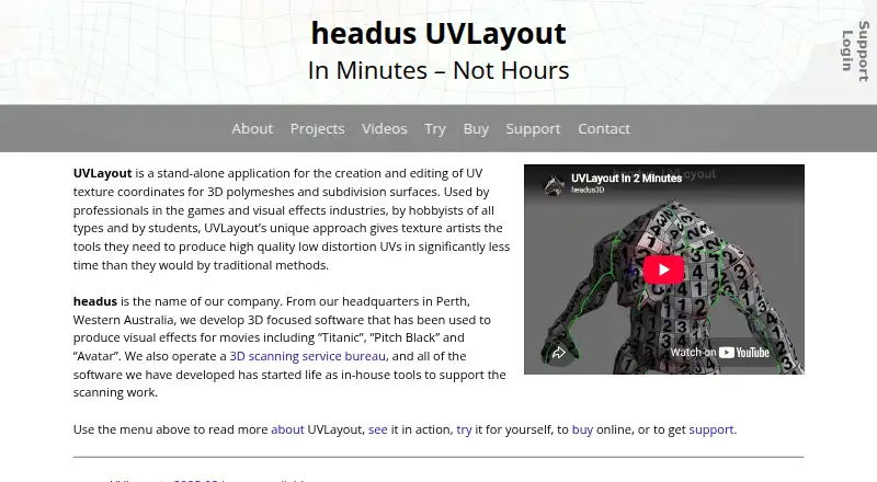 The UVLayout homepage