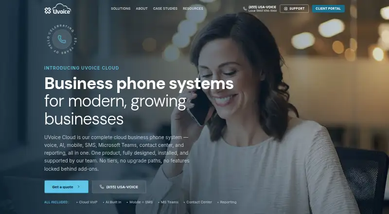 The UVoice Cloud homepage