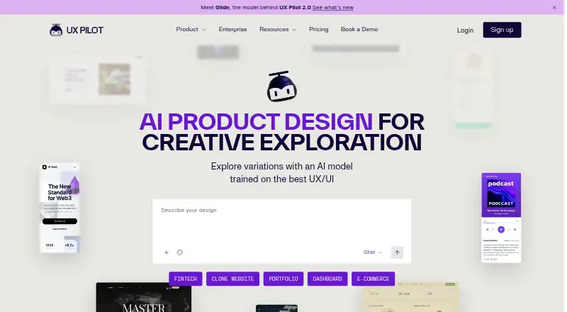 The UX Pilot homepage