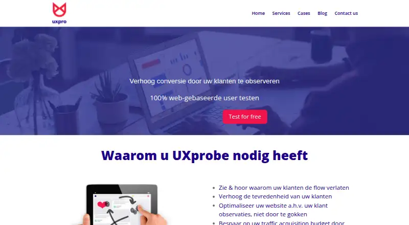 The UXprobe homepage
