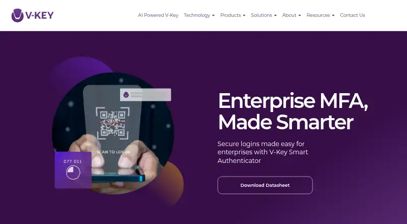 The V-Key Smart Authenticator homepage