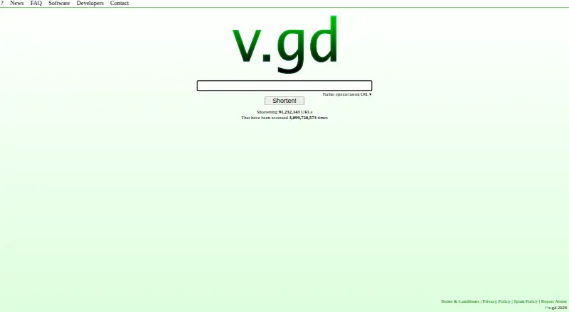 The v.gd homepage