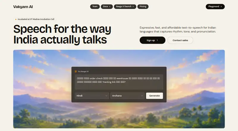 The Vakyam AI homepage