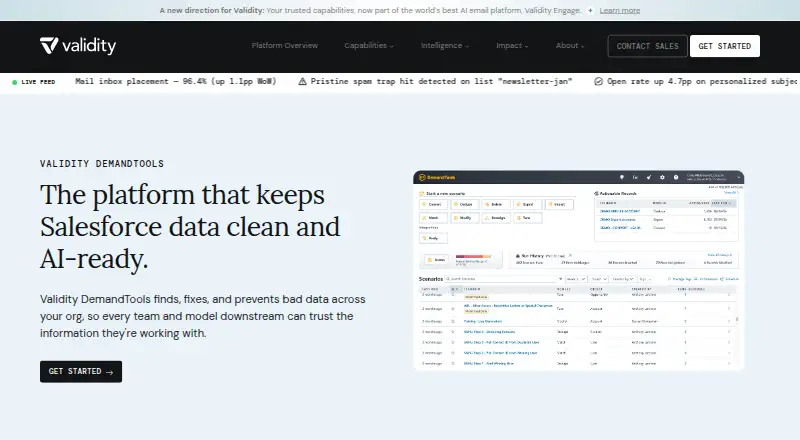 The DemandTools homepage