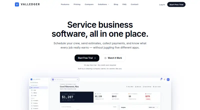 The ValLedger homepage
