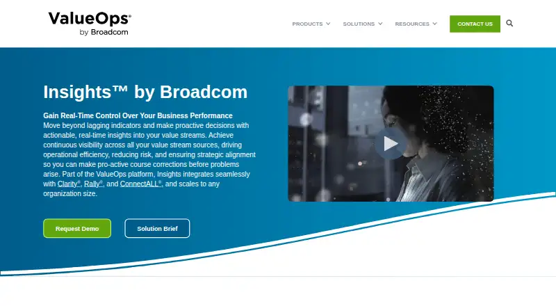 The ValueOps Insights homepage
