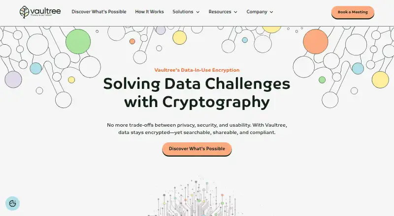 The Vaultree Encrypted Data Suite homepage