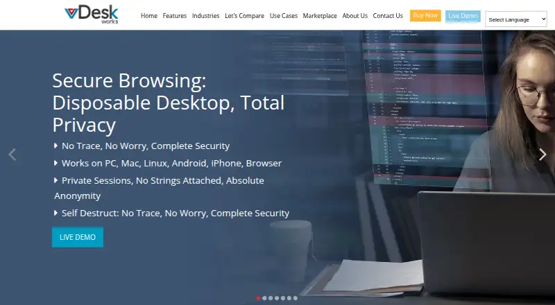 The vDeskWorks homepage