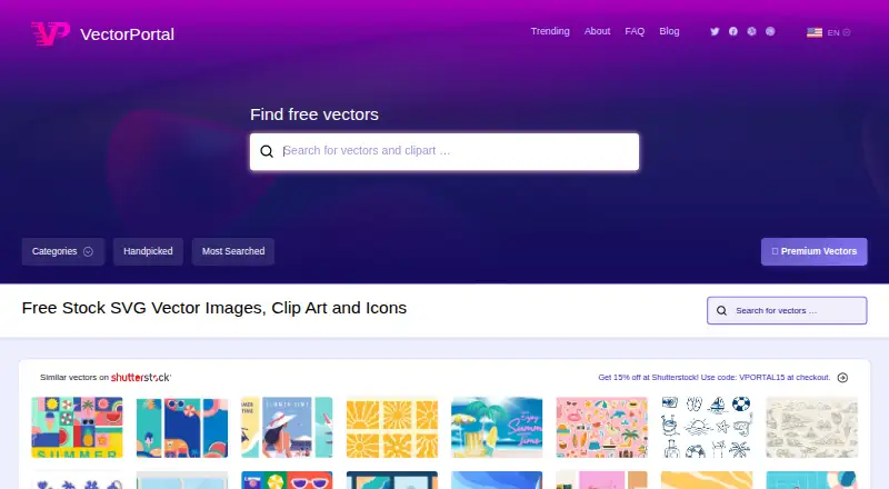 The Vectorportal homepage