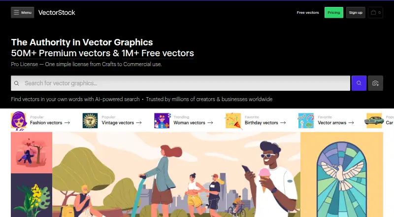The VectorStock homepage