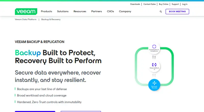 The Veeam Backup & Replication homepage