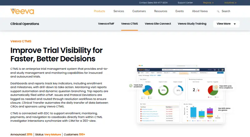The Veeva Vault CTMS homepage