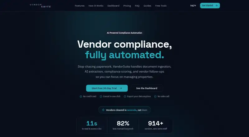 The VendorSuite homepage