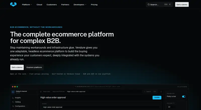 The Vendure homepage